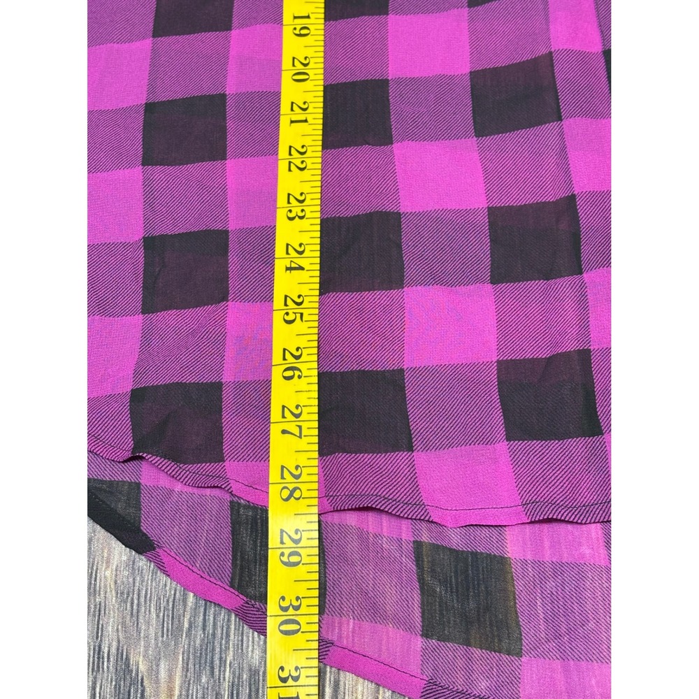 Lane Bryant Shirt Womens 14/16 Purple Black Buffalo Plaid Long Sleeve Button Up - Picture 4 of 13